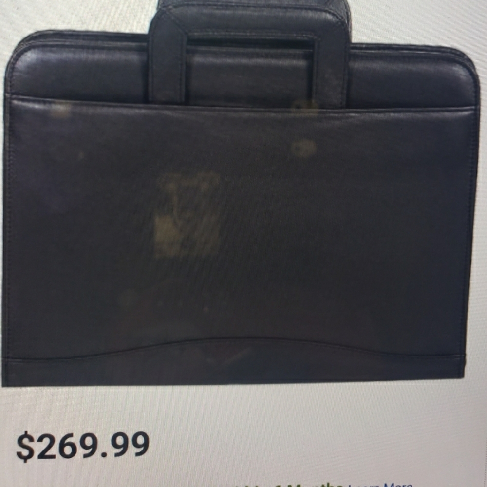 Scully leather travel zip binder, drop handles.